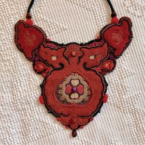 Embroidered Statement Soutache Necklace‎